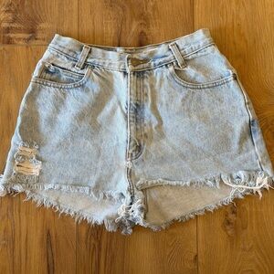 Light Blue Distressed Denim Shorts